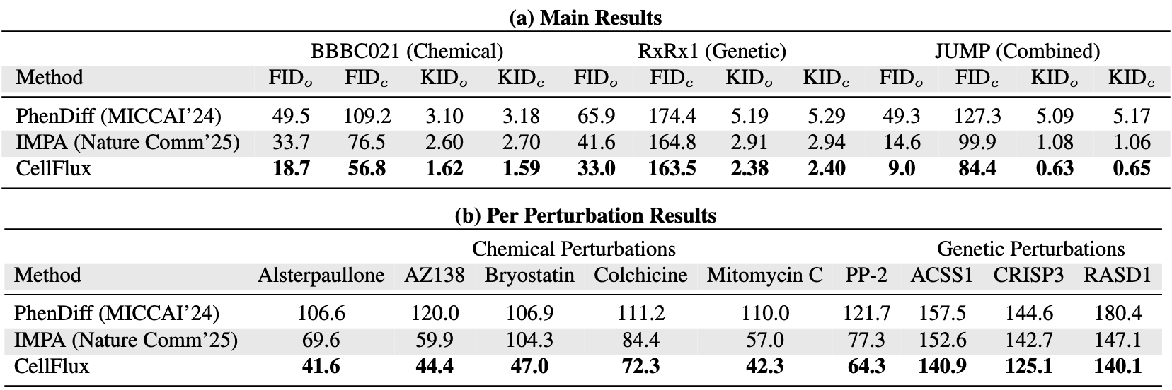 CellFlux Performance Results